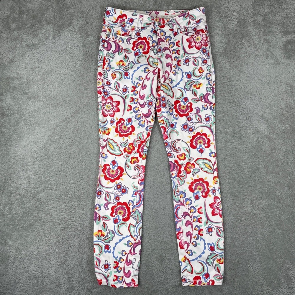 Pilcro and the Letterpress Jeans Womens 28 White Floral Paisley Mid Rise Skinny